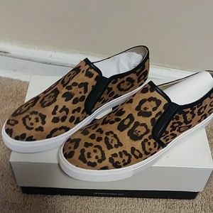 NWT Leopard Print Slip On Suede Sneakers